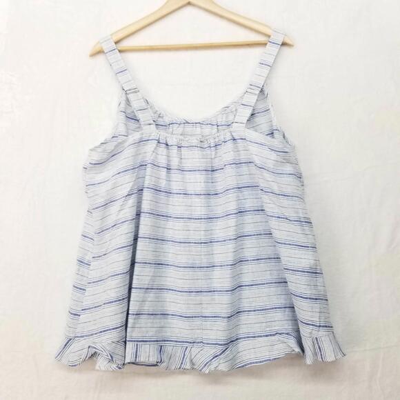 Lane Bryant Linen Blend Cami Tank Top Womens 16 Plus White Blue Striped - Picture 2 of 10